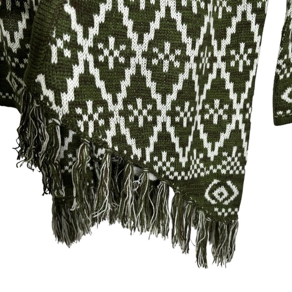 Faded Glory Cardigan Open Front Fringe Boho Aztec Women’s Medium 8-10 - Picture 5 of 12